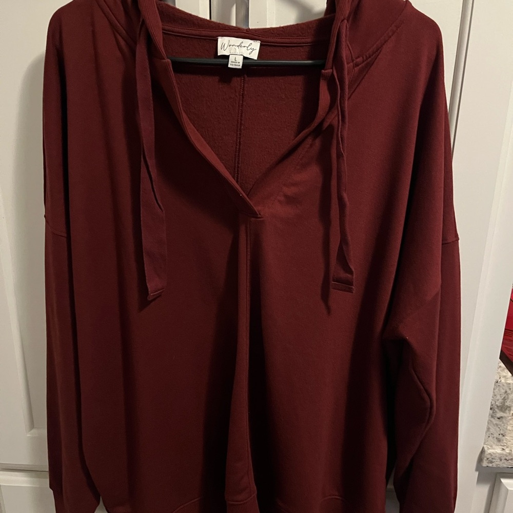Wonderly Deep Red Hoodie Sweatshirt